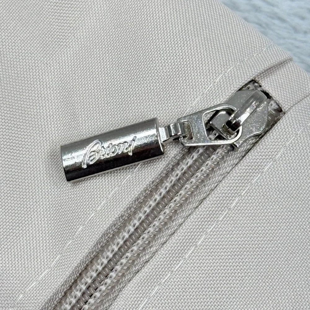 Brioni Garment Bag Cream Grey Logo Hanging Folding Suit Carrier Travel Cover 071